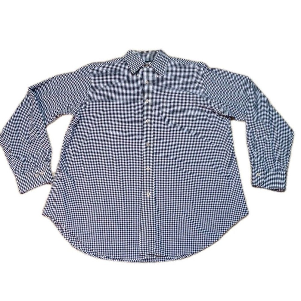 VTG Lauren Ralph Lauren Shirt Mens 16 34/35 Blue Checkered Button Up Green Label